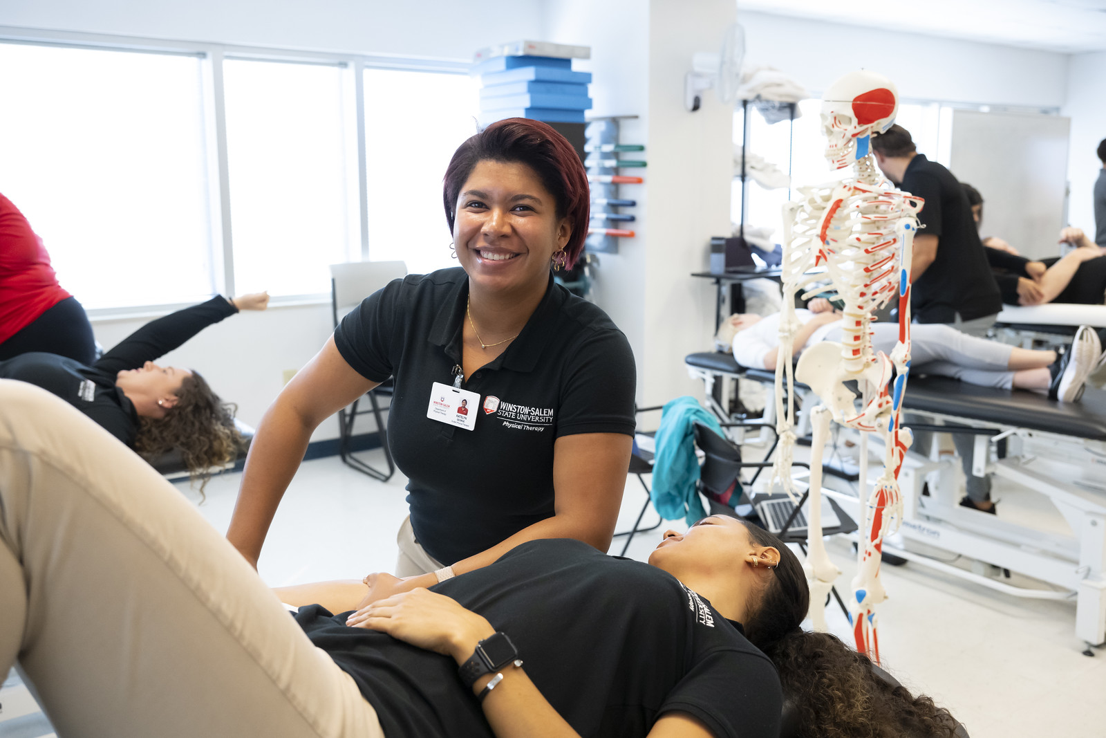 students, physical therapy lab